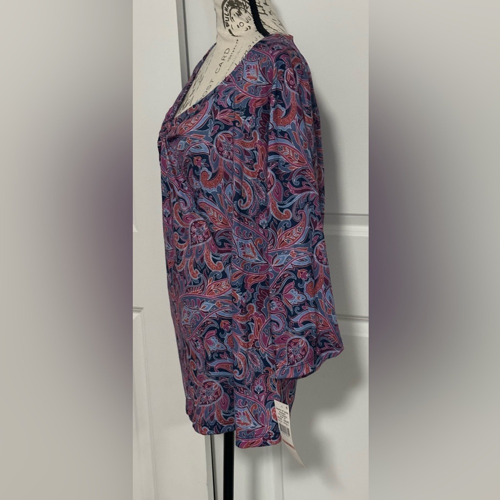 Hearts of Palm Paisley Blouse - Blue and Pink - Picture 4 of 9